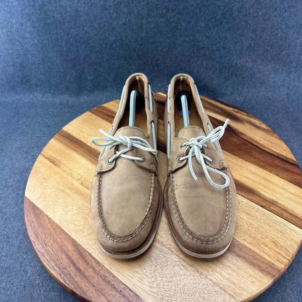 Sebago Docksides Crest Collection Mens 13 Tan Nubuck Leather Boat Shoes 720163